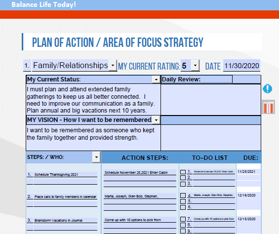Plan of Action Family