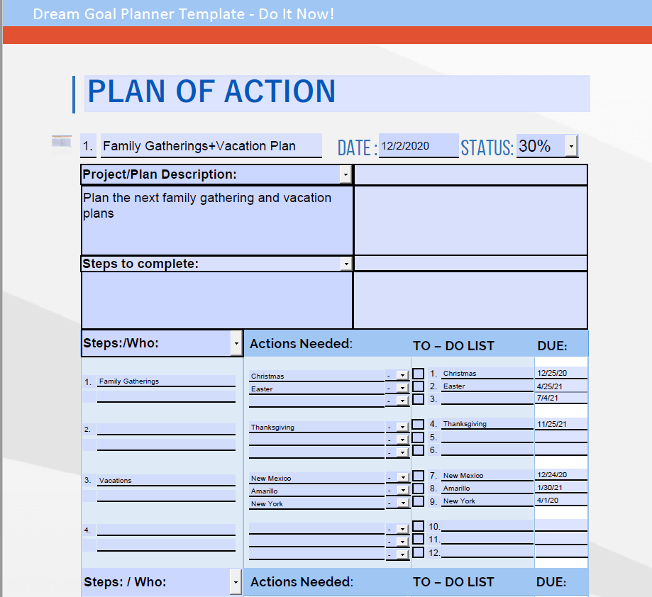 Plan of Action Family