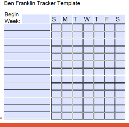 Ben Franklin Tracker Template from Track It Success, a DoItNowCoach.com 