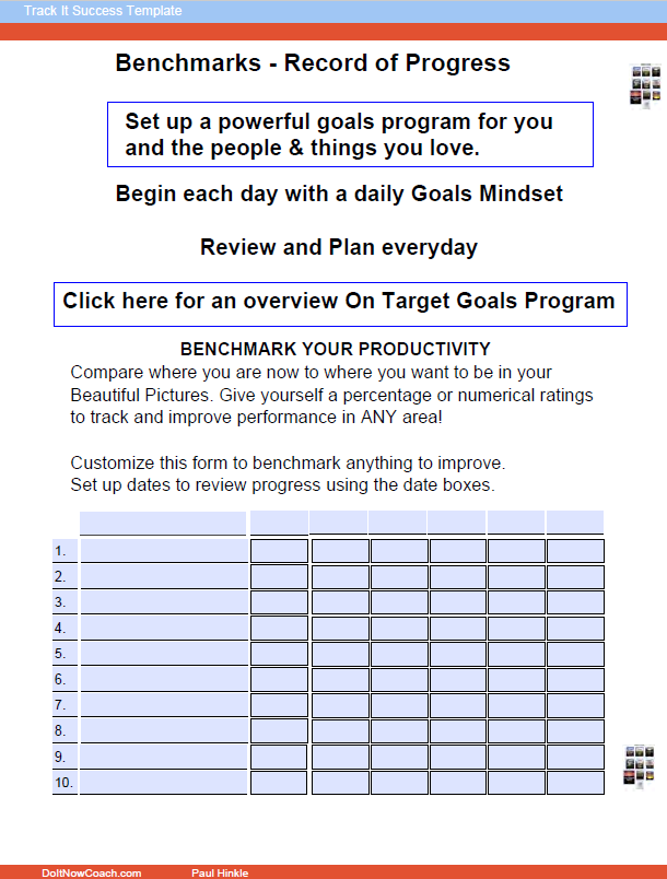 BENCHMARKING FORM used in the benchmarking process
